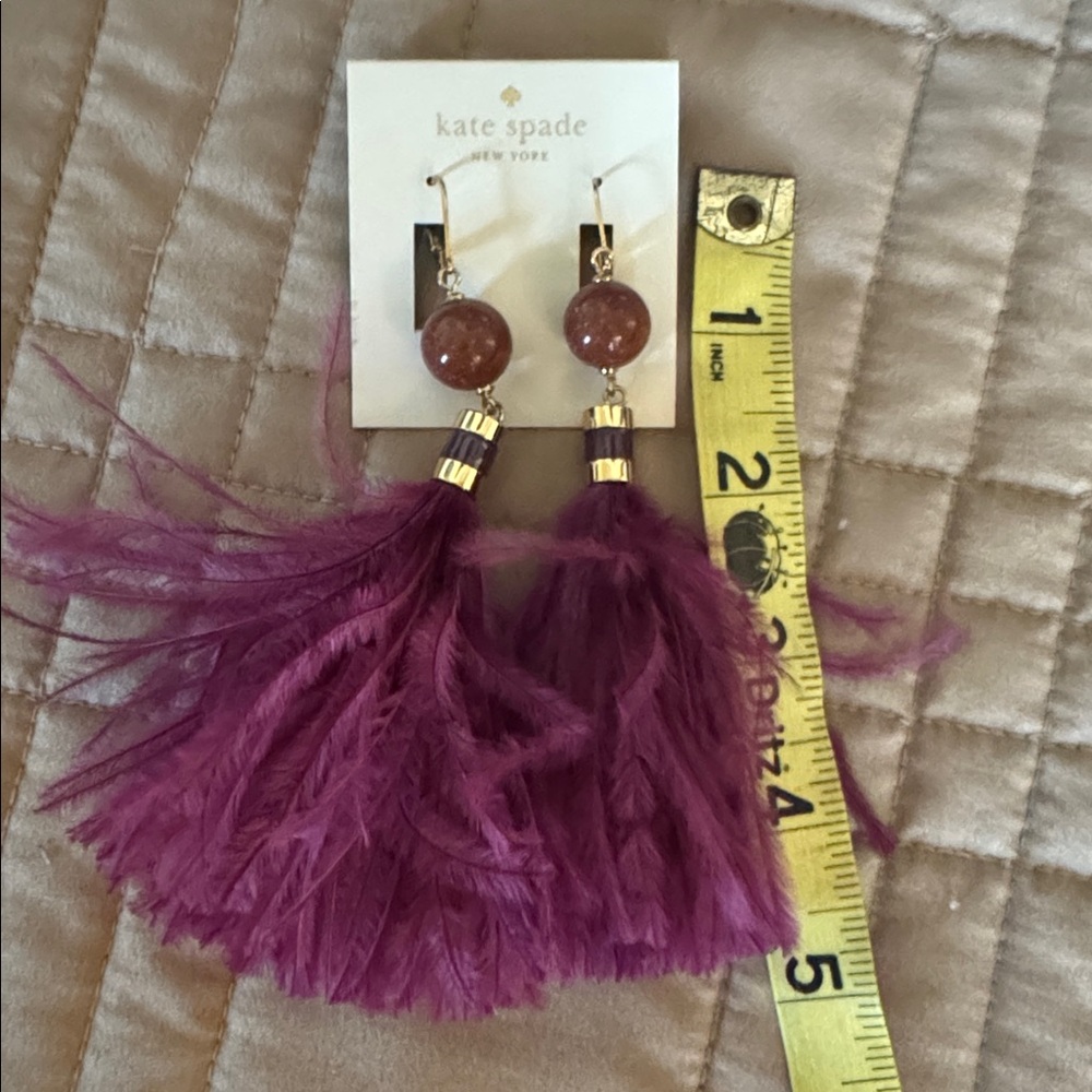 Kate Spade Purple Tassel Earrings Luxurious Statement Jewelry - Picture 5 of 5
